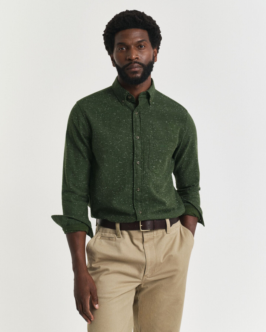 regular fit nepps flannel shirt - country green