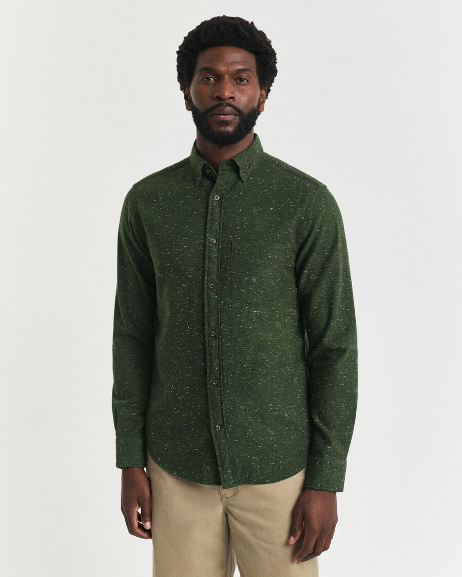 regular fit nepps flannel shirt - country green