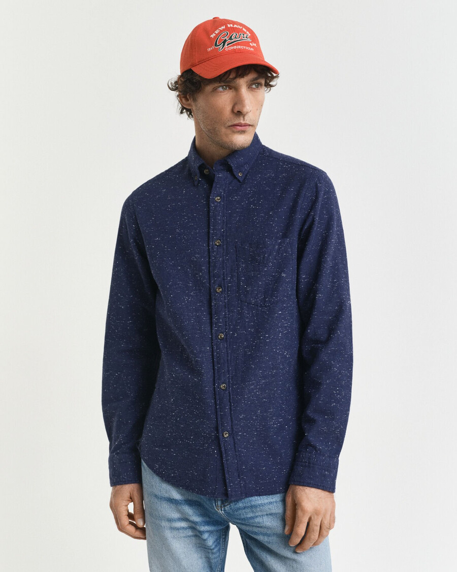 regular fit nepps flannel shirt - persian blue