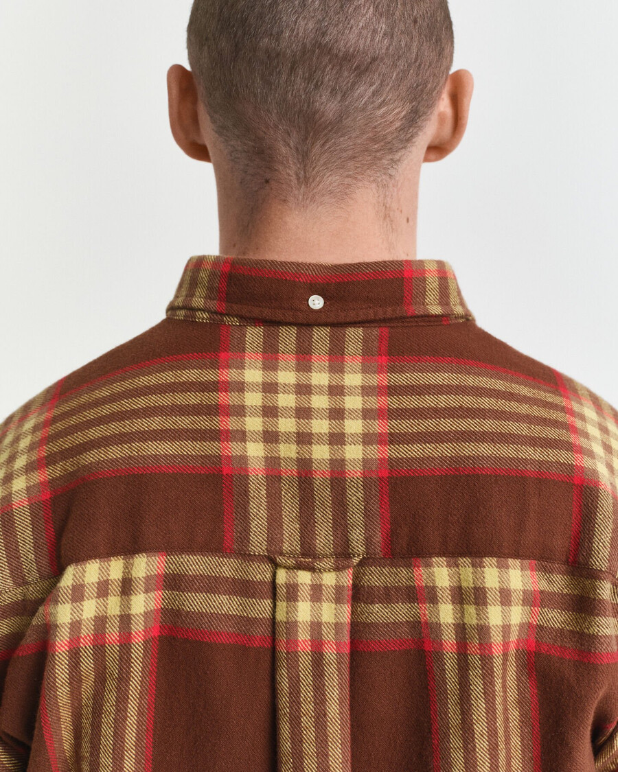 oversized flannel twill shirt - mahogany brown