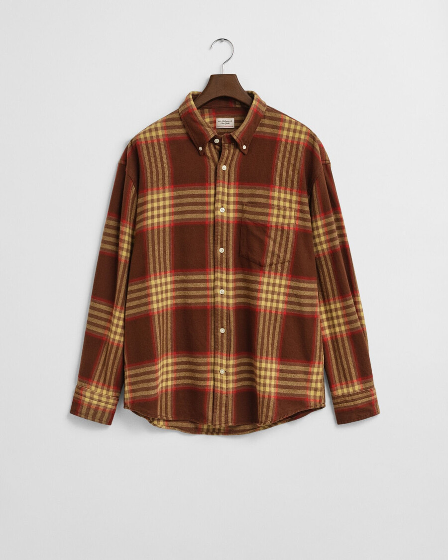oversized flannel twill shirt - mahogany brown