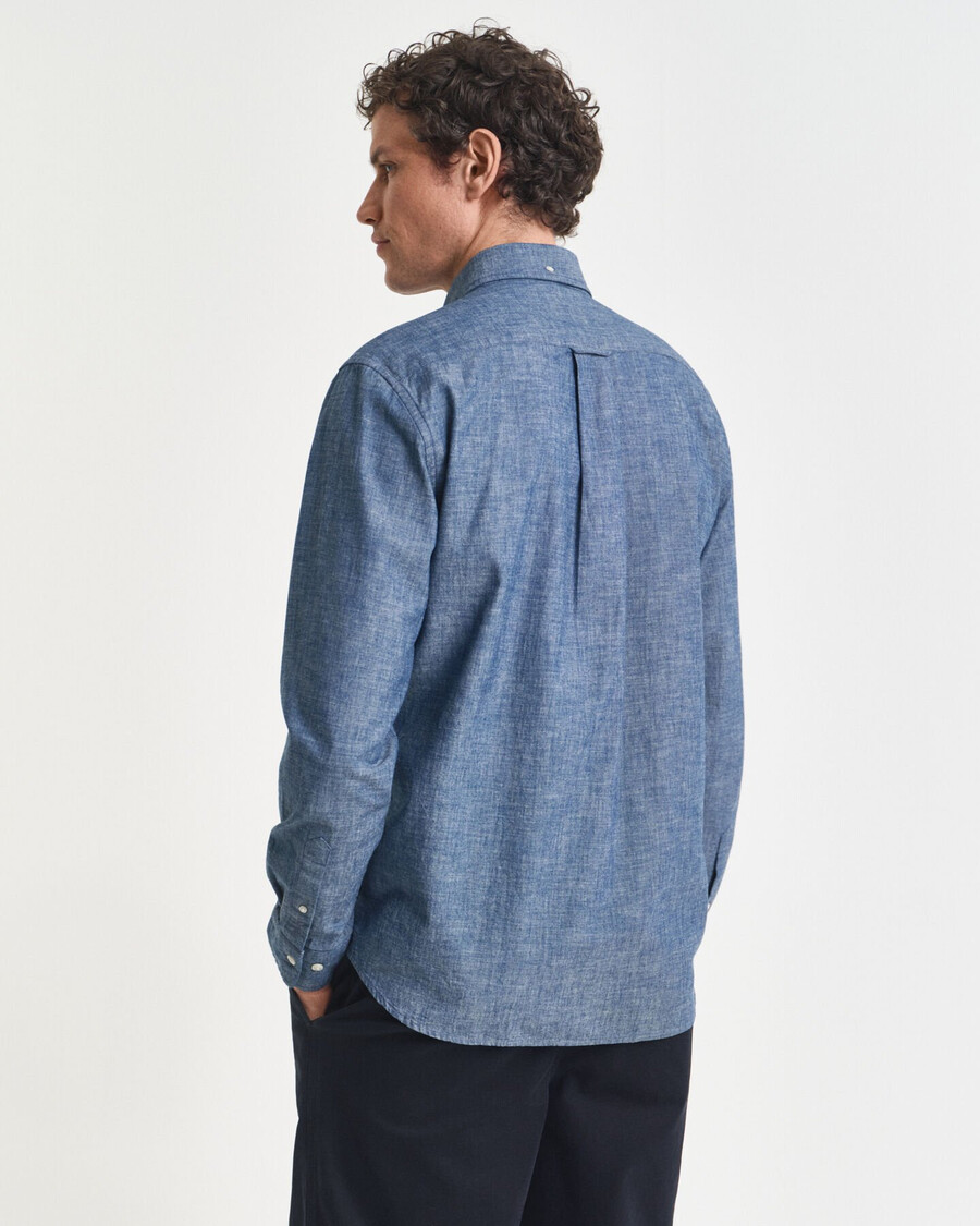 regular fit indigo chambray shirt - mid blue
