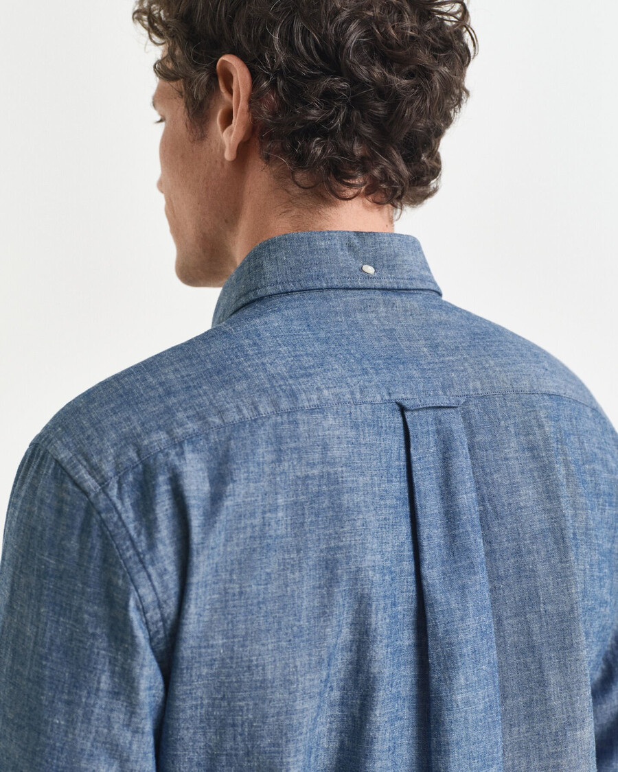 regular fit indigo chambray shirt - mid blue