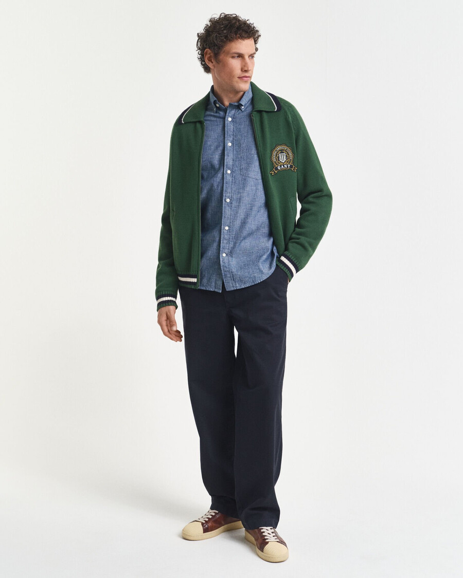 regular fit indigo chambray shirt - mid blue