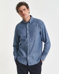 regular fit indigo chambray shirt - mid blue