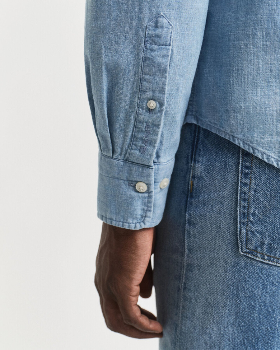 regular fit indigo chambray shirt - light blue