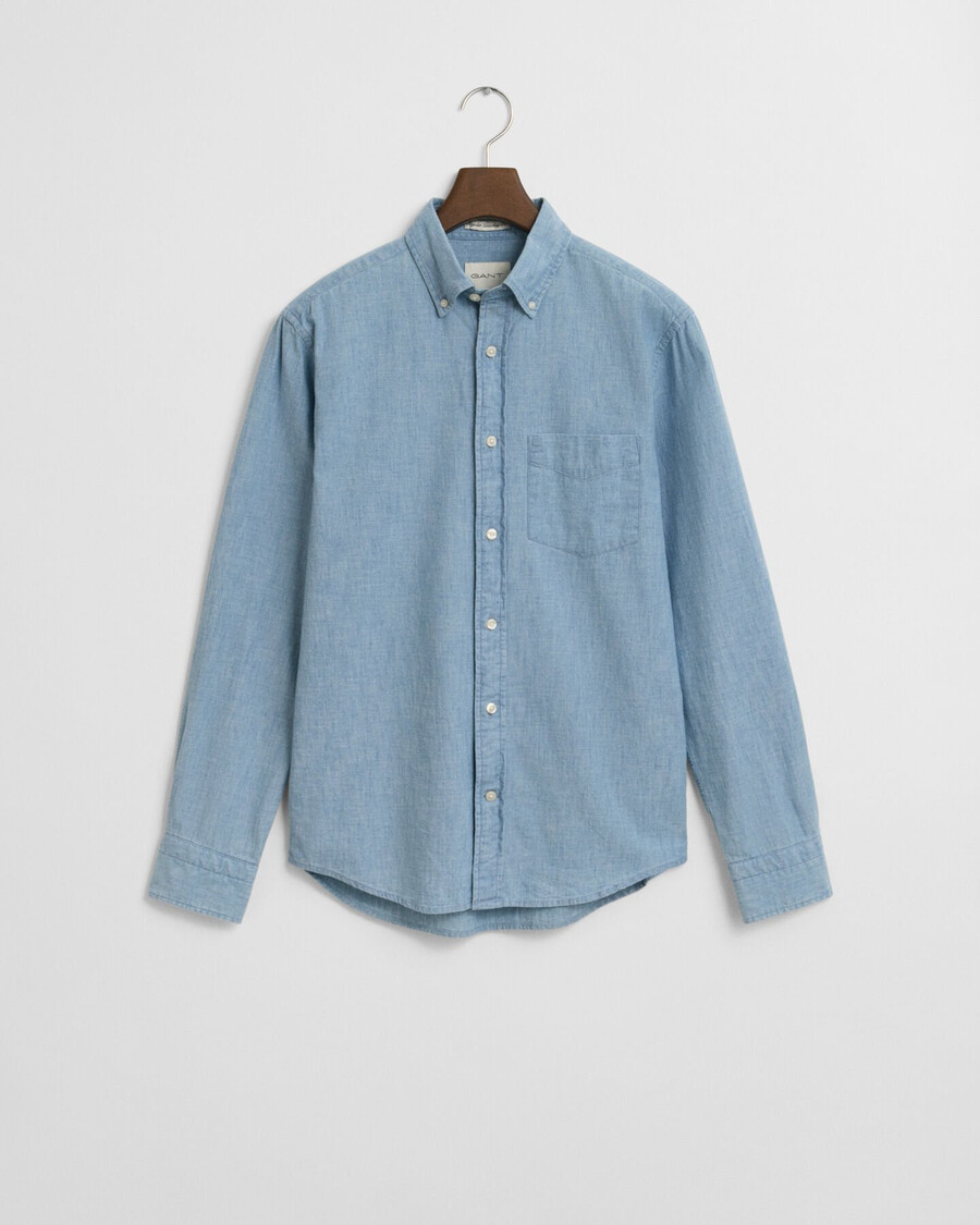 regular fit indigo chambray shirt - light blue