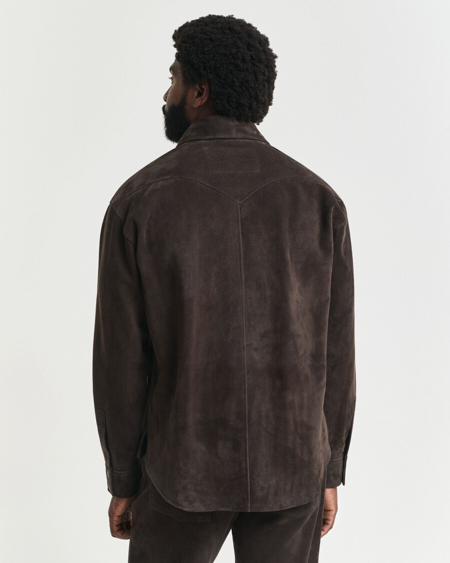relaxed fit suede rodeo shirt - deep brown