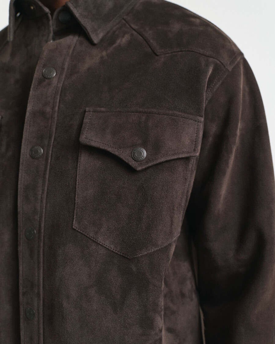 relaxed fit suede rodeo shirt - deep brown