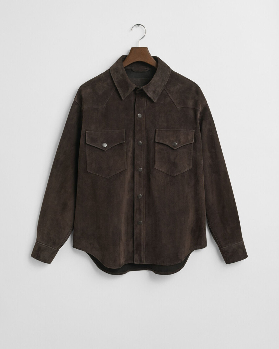 relaxed fit suede rodeo shirt - deep brown