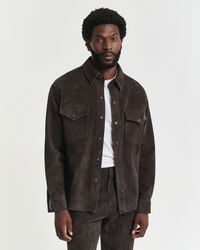 relaxed fit suede rodeo shirt - deep brown