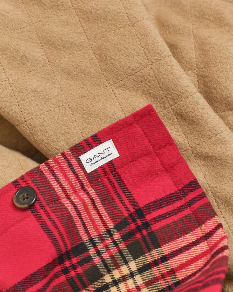 relaxed fit checked padded overshirt - cherry red