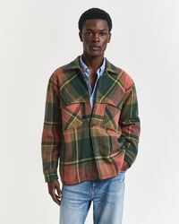 relaxed fit checked heavy wool shirt - country green