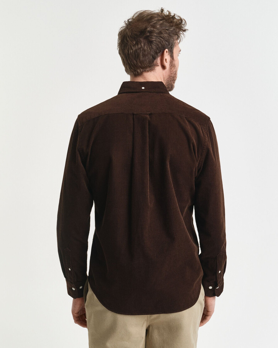 regular fit cotton corduroy shirt - rich brown