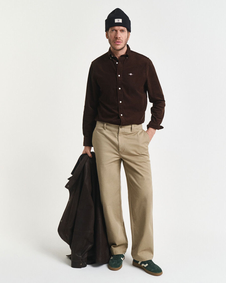 regular fit cotton corduroy shirt - rich brown