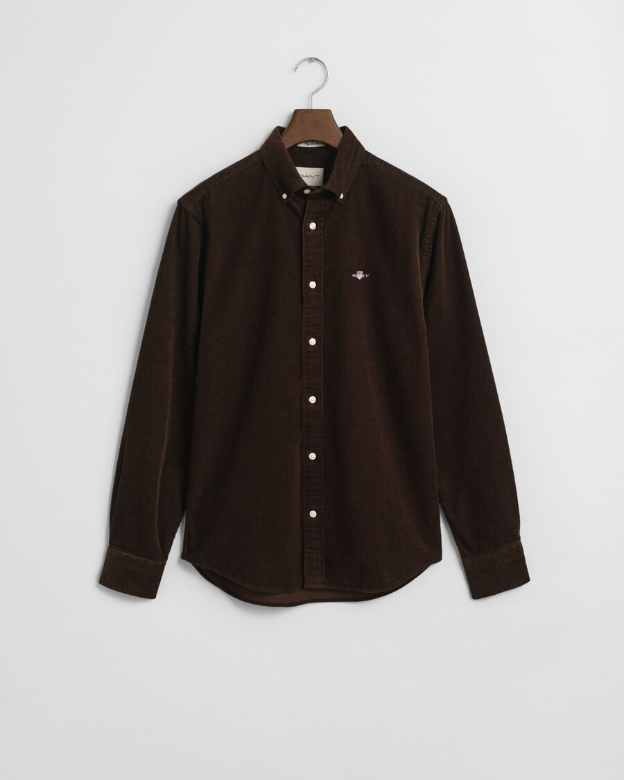 regular fit cotton corduroy shirt - rich brown