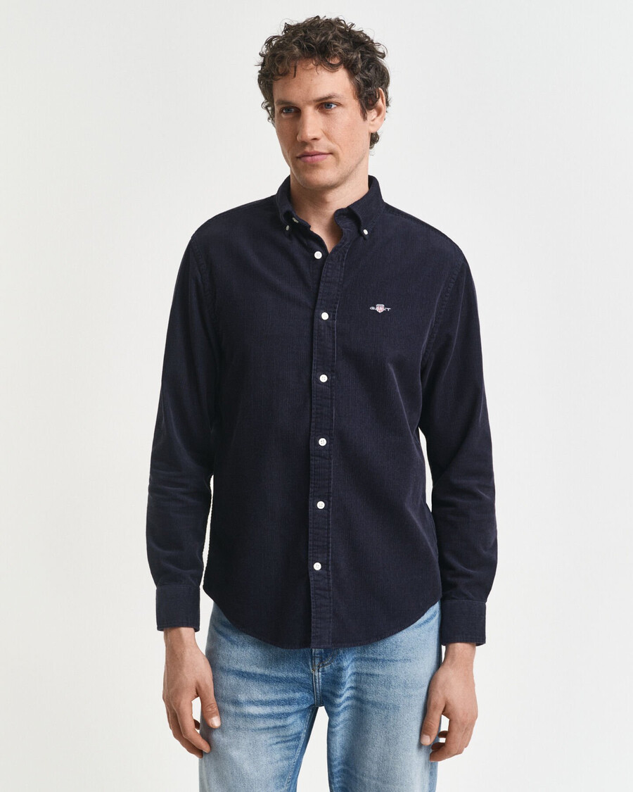 regular fit cotton corduroy shirt - evening blue
