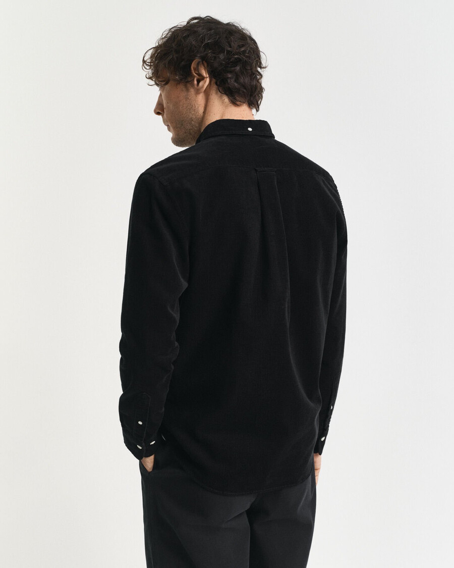 regular fit cotton corduroy shirt - black