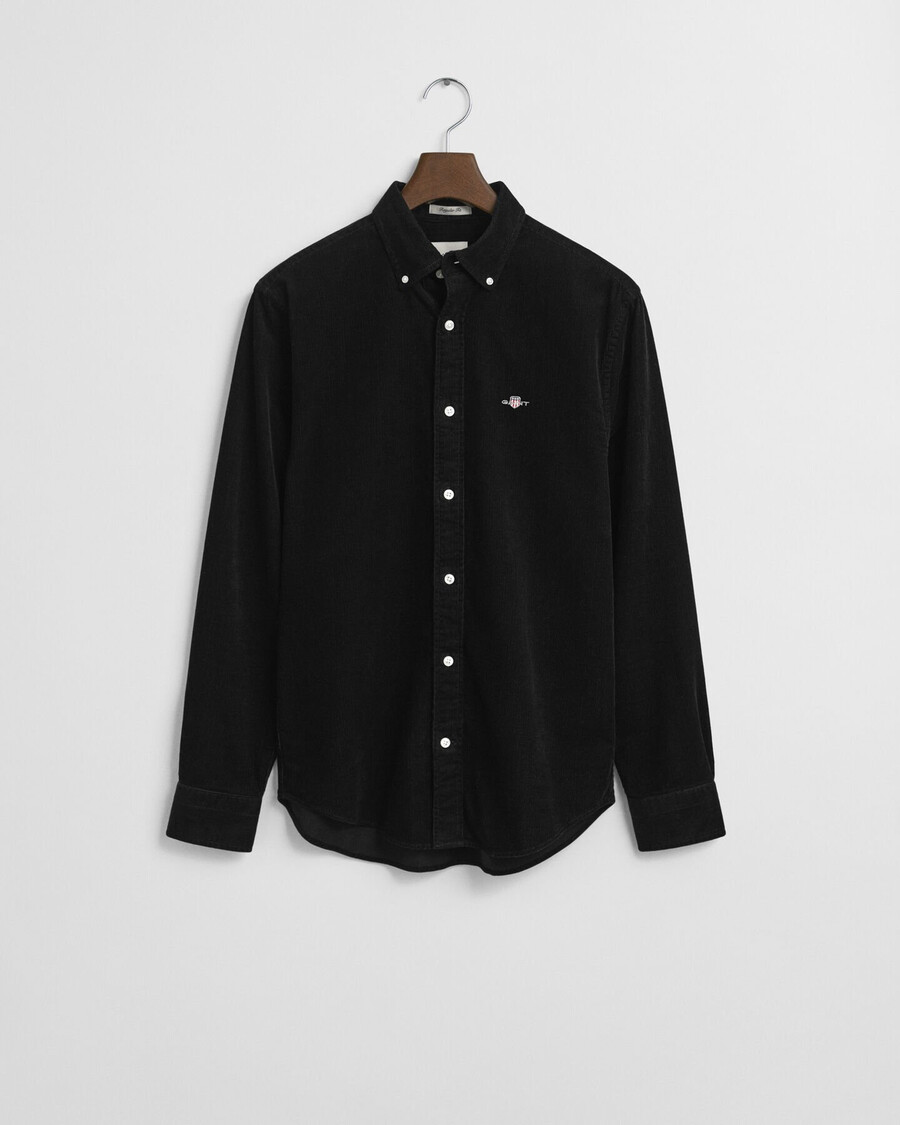regular fit cotton corduroy shirt - black