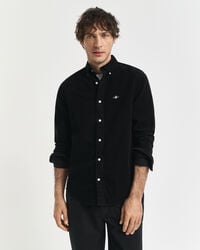 regular fit cotton corduroy shirt - black