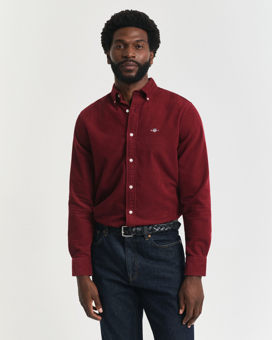 regular fit cotton corduroy shirt - plumped red
