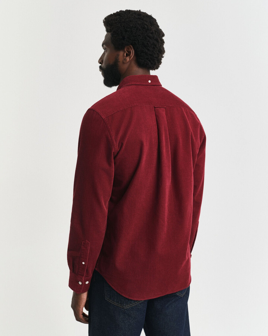 regular fit cotton corduroy shirt - plumped red