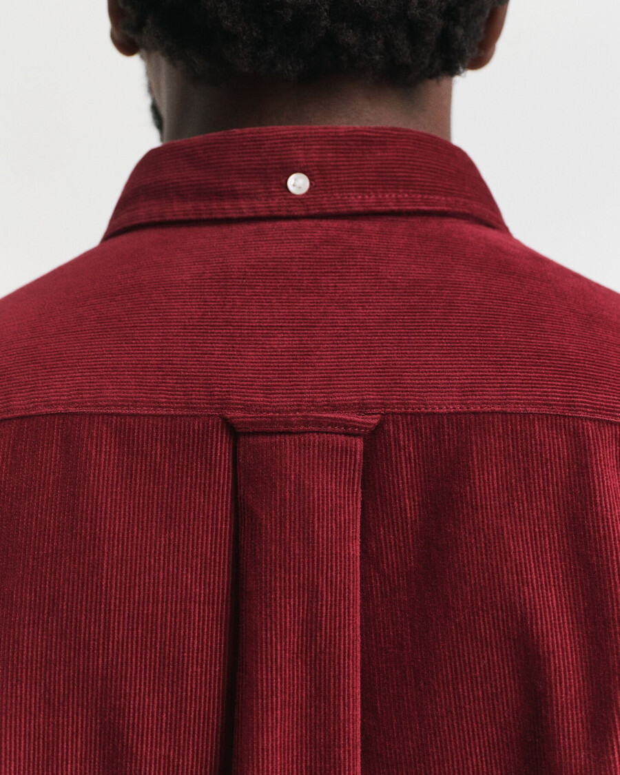 regular fit cotton corduroy shirt - plumped red
