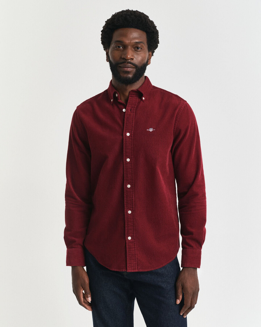 regular fit cotton corduroy shirt - plumped red