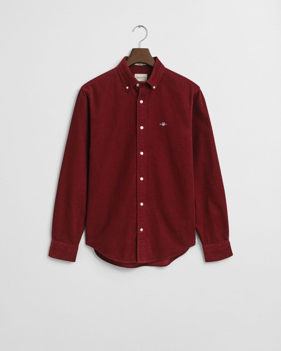 regular fit cotton corduroy shirt - plumped red