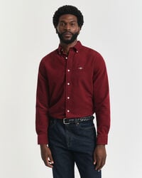 regular fit cotton corduroy shirt - plumped red
