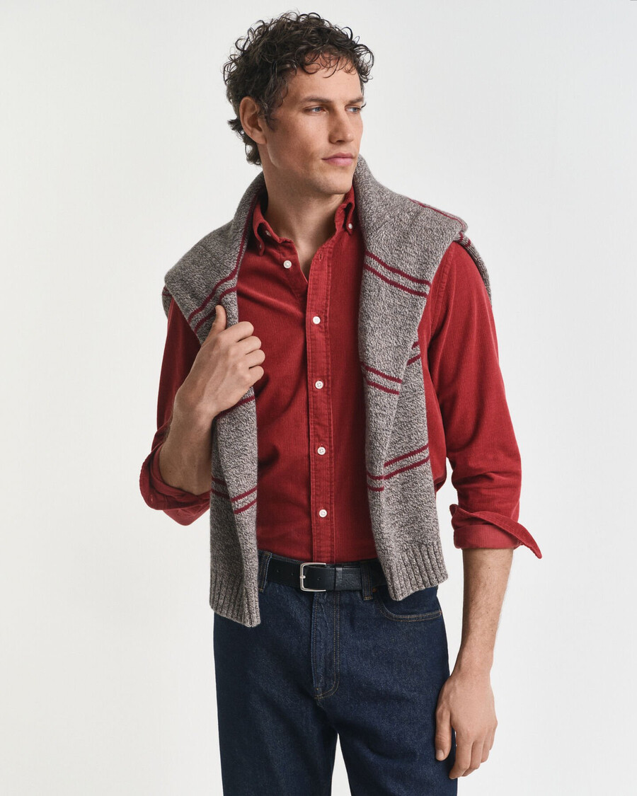 regular fit cotton corduroy shirt - modern rust