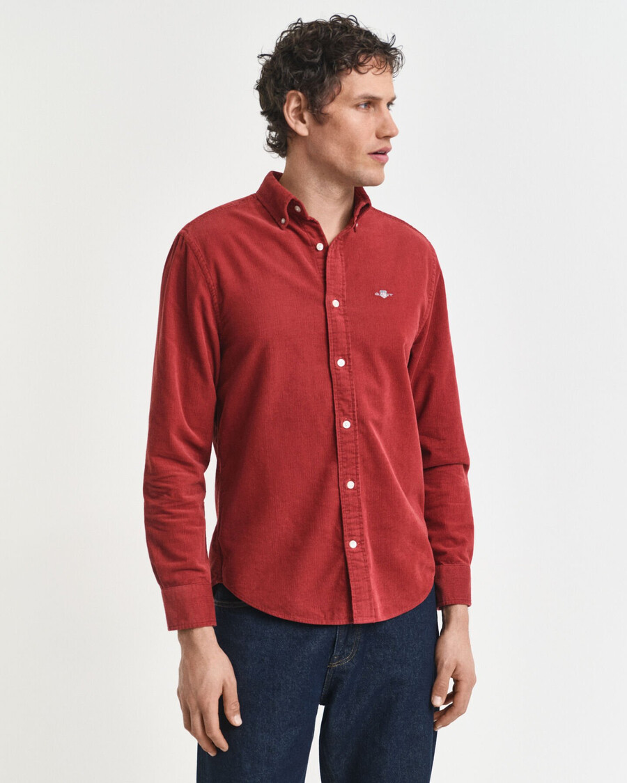 regular fit cotton corduroy shirt - modern rust