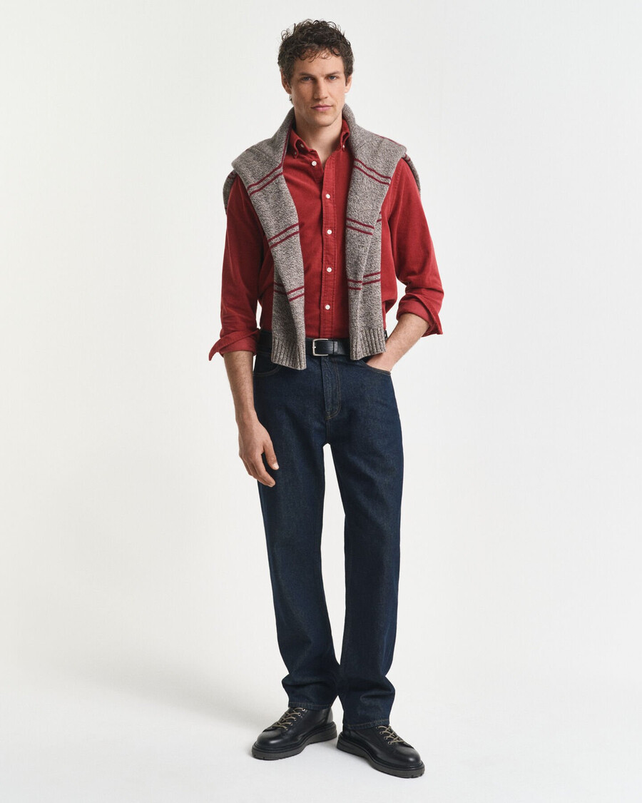 regular fit cotton corduroy shirt - modern rust