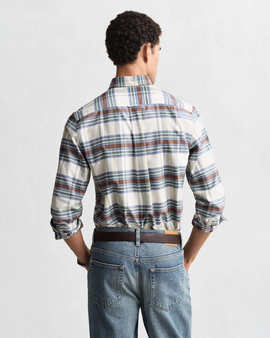 regular fit classic checked oxford shirt - woody green
