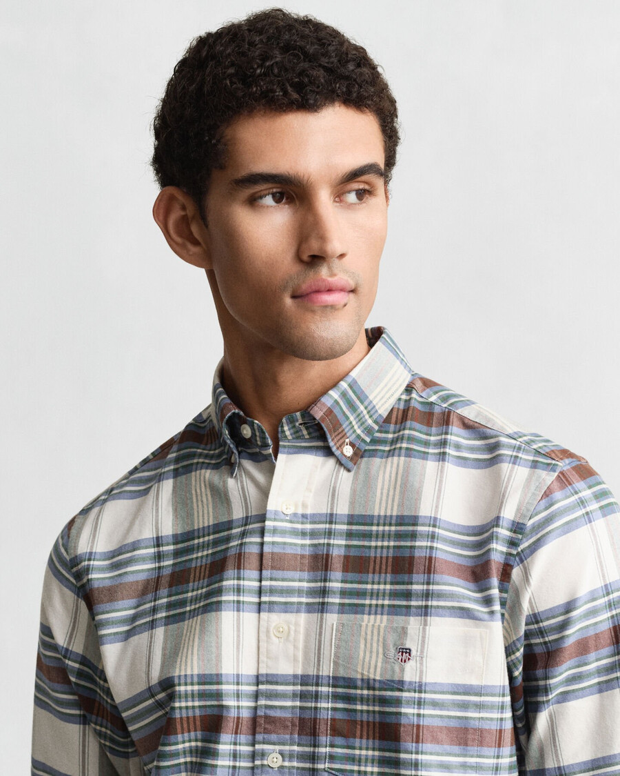 regular fit classic checked oxford shirt - woody green
