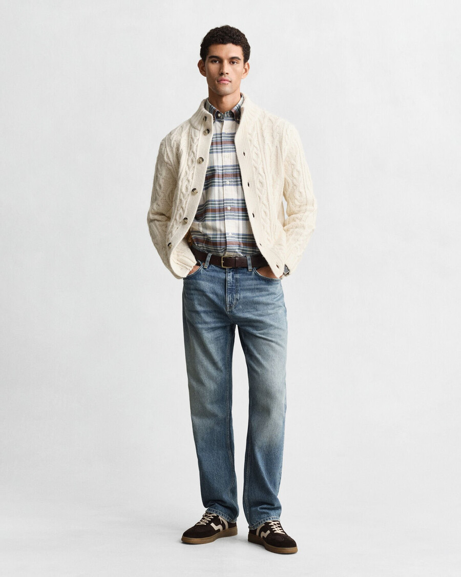 regular fit classic checked oxford shirt - woody green