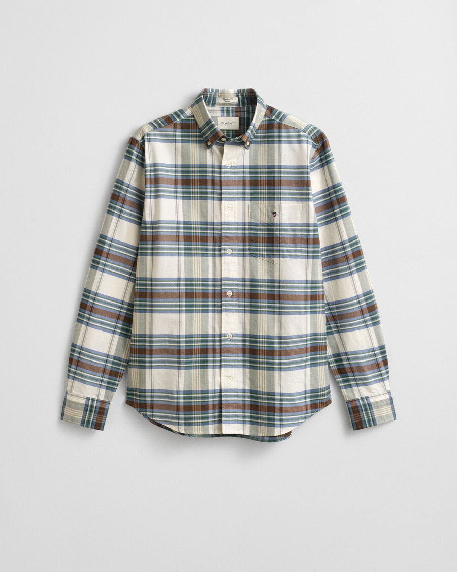 regular fit classic checked oxford shirt - woody green