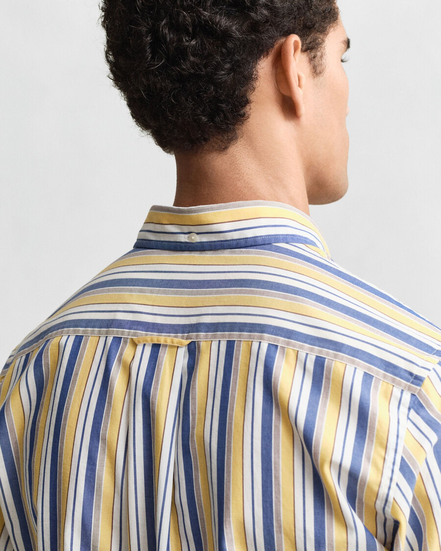 regular fit striped poplin shirt - faded sunset