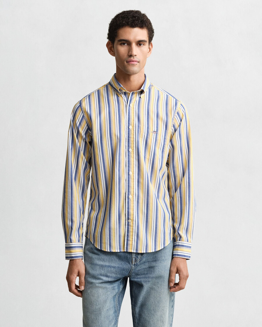 regular fit striped poplin shirt - faded sunset