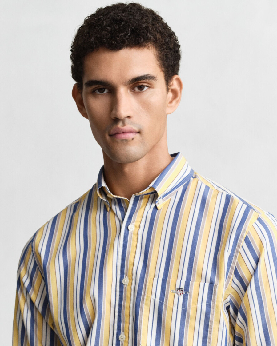 regular fit striped poplin shirt - faded sunset