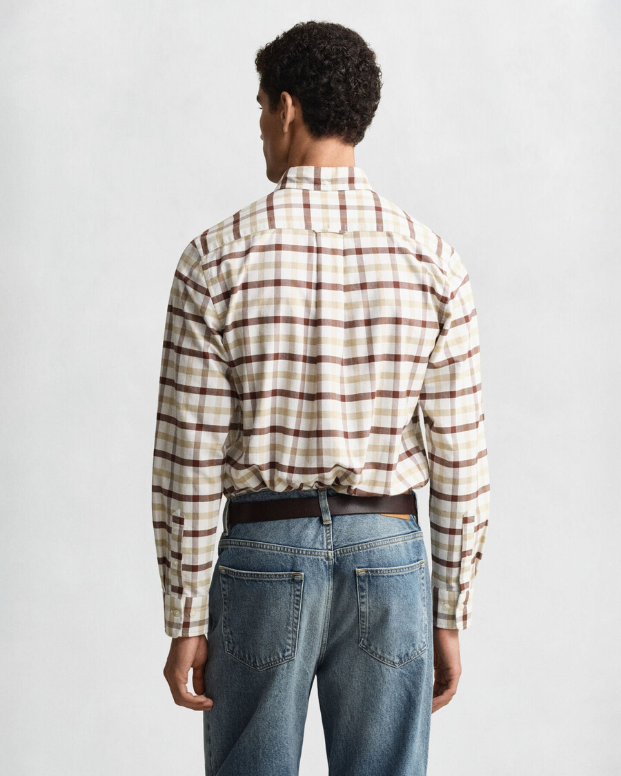 regular fit checked oxford shirt - mahogany brown