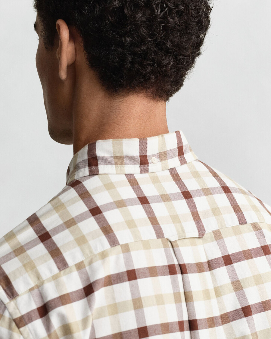 regular fit checked oxford shirt - mahogany brown