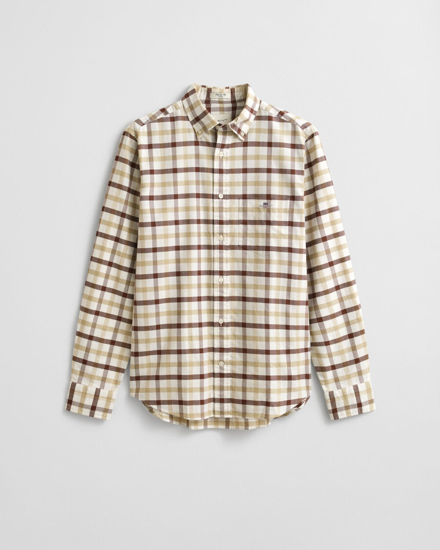 regular fit checked oxford shirt - mahogany brown