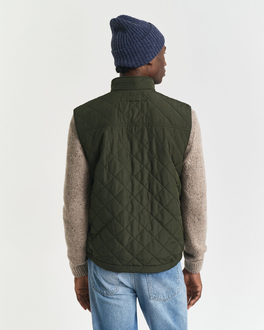 quilted windcheater vest - dark moss green