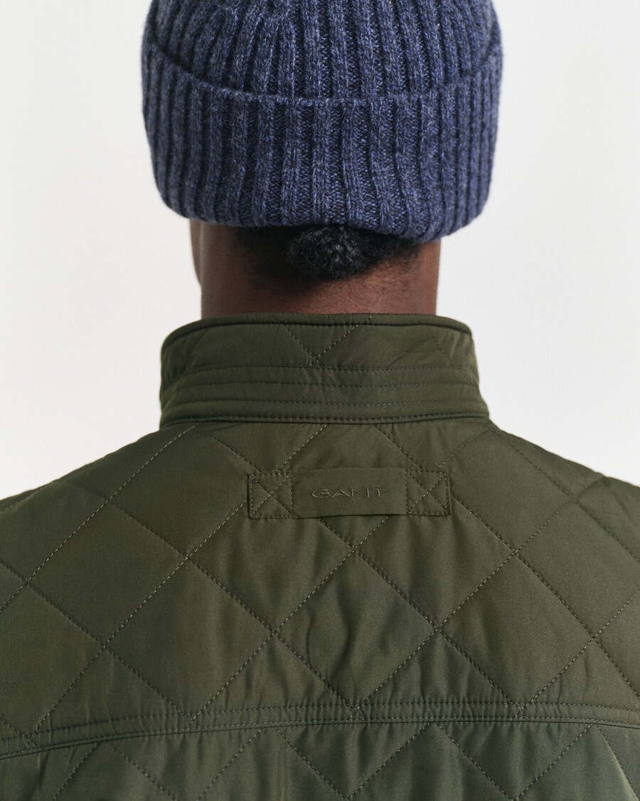 quilted windcheater vest - dark moss green
