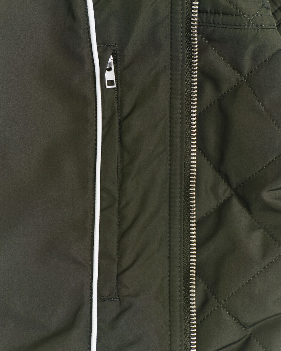 quilted windcheater vest - dark moss green