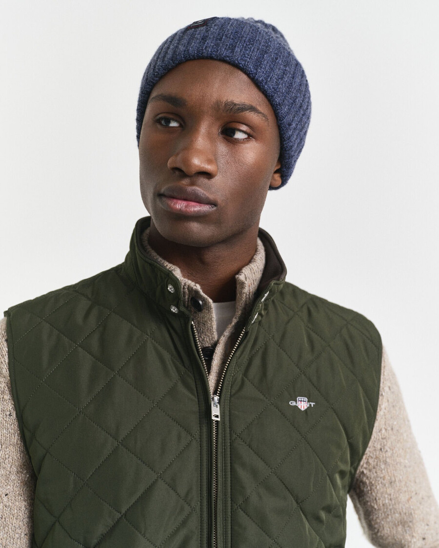 quilted windcheater vest - dark moss green