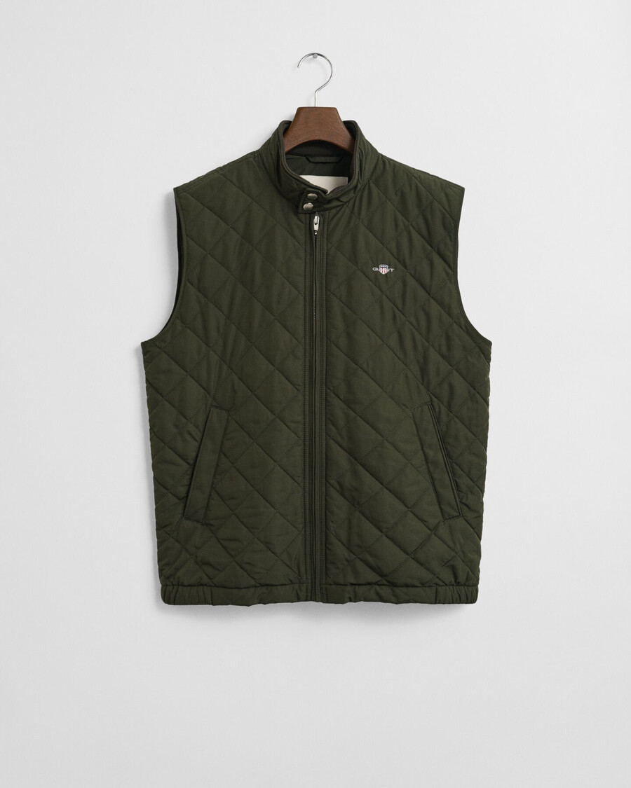 quilted windcheater vest - dark moss green