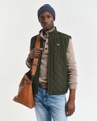 quilted windcheater vest - dark moss green