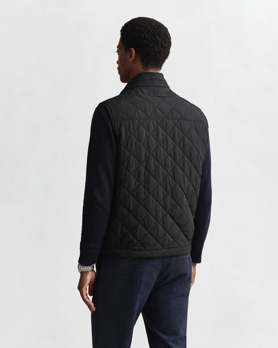 quilted windcheater vest - black